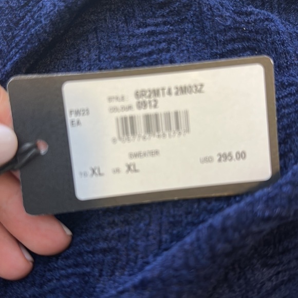 Emporio Armani Navy Chevron Knit Sweater Turtleneck SzXL - Picture 6 of 13